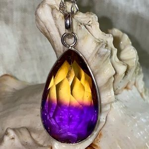 Dainty Ametrine handcrafted elongated faceted cut statement Pendant